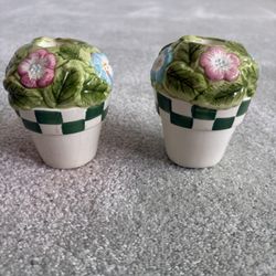 Set Of Ceramic Candleholders Featuring A Colorful And Boston Design With Tropical Flowers And Foliage