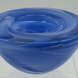 Kosta Boda Blue Swedish Crystal Paperweight/Tea Light Holder