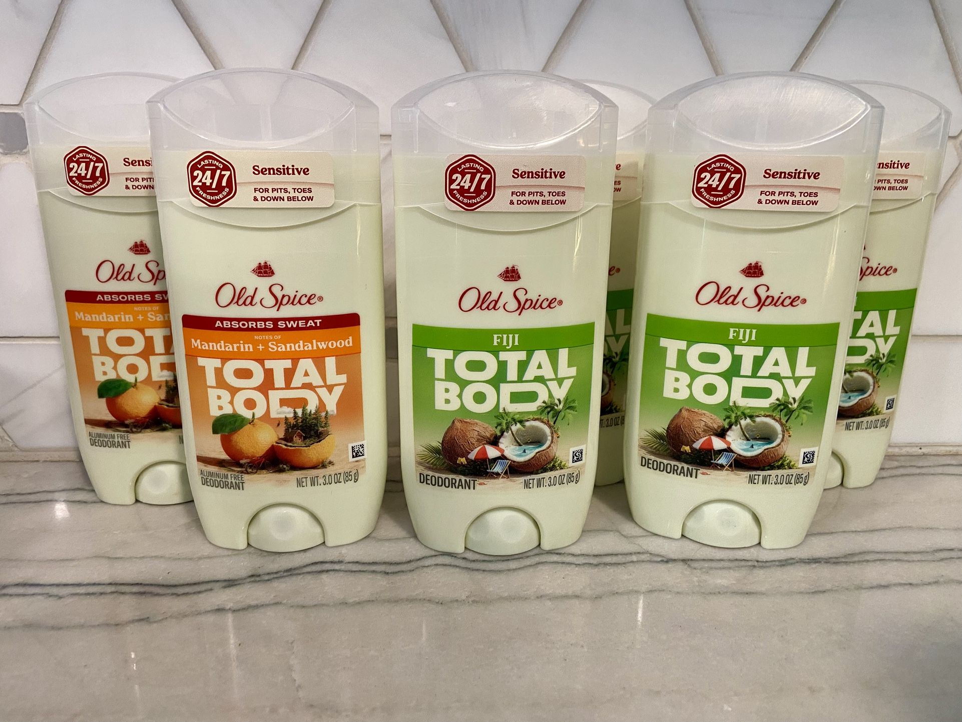 Old Spice Whole Body Deodorant Aluminum Free Stick, Fiji or Mandarin+Sandalwood Deodorant, 3 oz. New