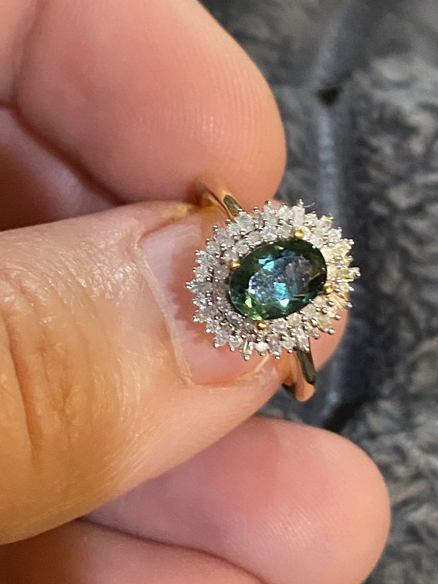 Premium Indian Ocean Apatite & Diamond Ring - Sz 5 - new!