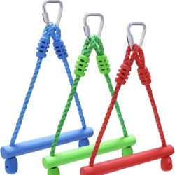 Rainbow Craft 3-Pack Kids Ninja Monkey Bars - Trapeze Swing Bars for Ninja Obstacle Course Attachments - 3pc of Blue, Red & Green Color