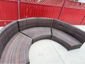 Brown Wicker Outdoor Sectional Sofa 3 piece