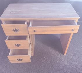 Vintage Wood Desk with 4 Drawers