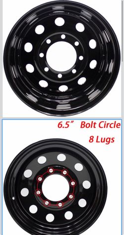 16x6 Trailer Rim Wheel 8 Lug On 6.5 8x6.5 16 inch 16 X 8 x 6.5 Bolt Circle Black Steel Equipment Trailer Rim Wheel