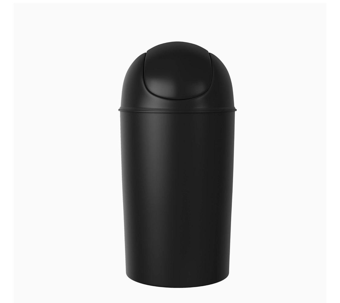 Umbra Grand Swing Top Garbage Large Capacity 10 Gallon Kitchen Trash Can with Lid, Indoor/Outdoor Use, Black