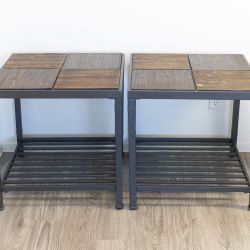 Moving Sale 🏡🚚 Metal & Real Wood End Storage Table Set (24x24x25) 