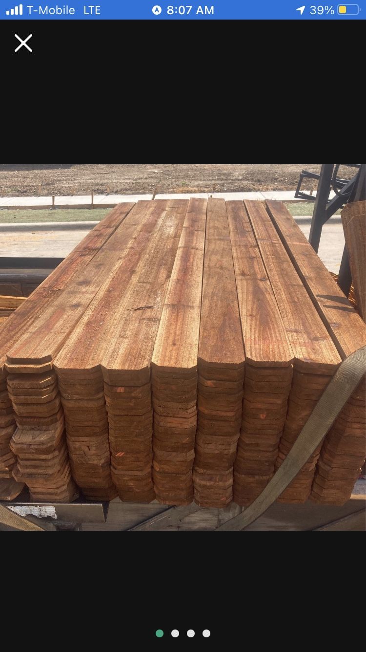 1x4x6 Cedar Prestained Flat Top Fence Pickets