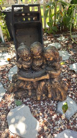 3x3 cast bronze with bronze finish children reading book statue