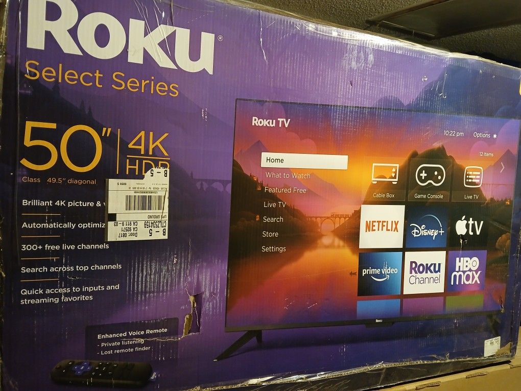 Roku 50" 4k HDR Smart Tv  New