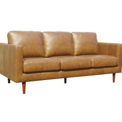 80" Carmel Leather Sofa / Couch Mid Century 