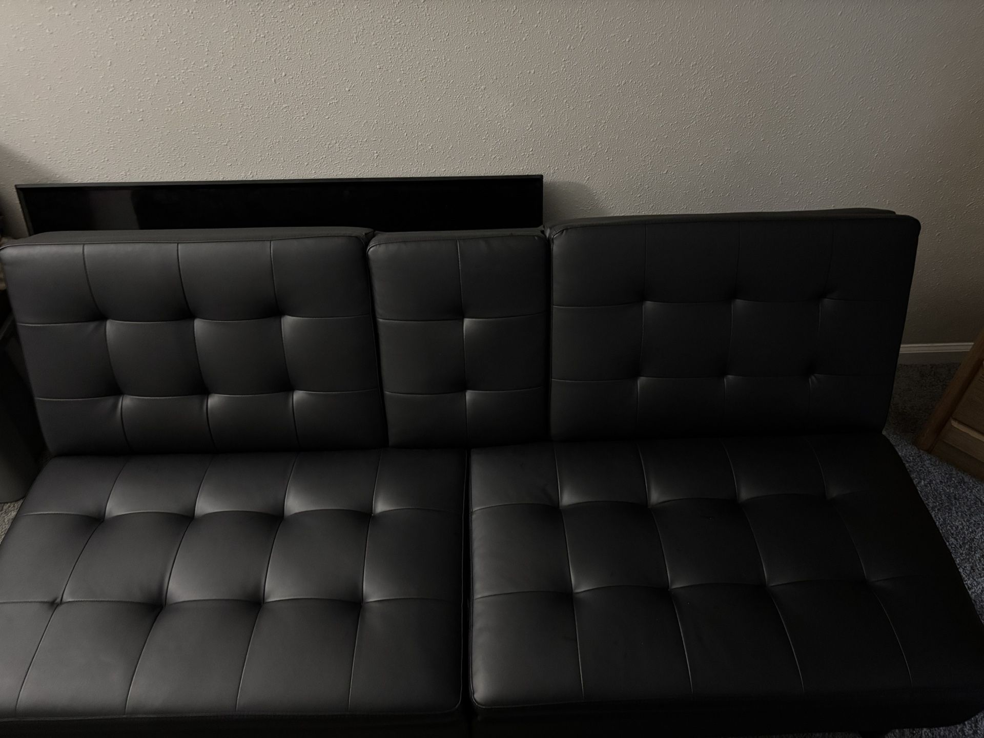 Leather Futon With Cup Holders