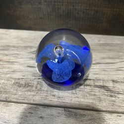 Cobalt Blue Floral Paperweight 
