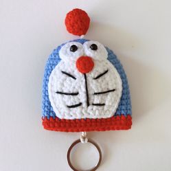 Handcrafted Crochet Doraemon Keychain Bag 