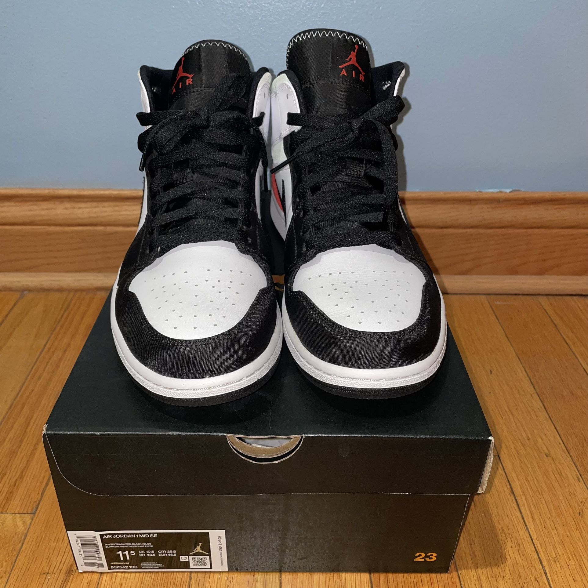 Jordan 1s White/Track Red Black Igloo