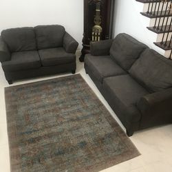 Gray Fabric Ashley Furniture Sofa Couch Set In Good Condition FREE Local Delivery 🚚 