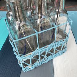 Vintage Glass Bottles Amd Feathers 