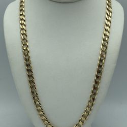 14kt Yellow Gold Solid Curb Link Chain 22”