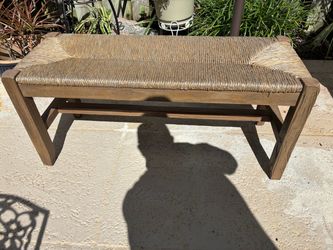 Alaterre Newport Rustic Wood Bench – Woven Seagrass Seat – Model ANNP0471