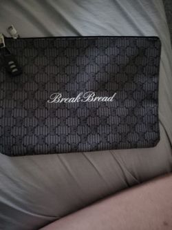 Break Bread Black Monogram Zip Pouch money bag with lock