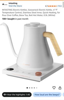 Intasting Gooseneck Electric Kettle 0.9L White-NEW