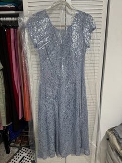 Blue Lace Sequin Midi Dress