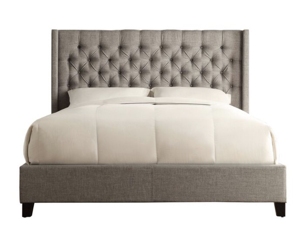 King size bed frame & headboard grey