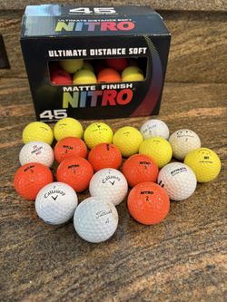 Golf Ball Bundle. 40 New Nitro in box & 19 Misc brands used. 59 total