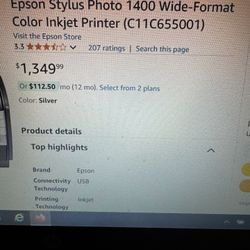 Epson Stylus Photo 1400 Wide-Format Color Inkjet Printer