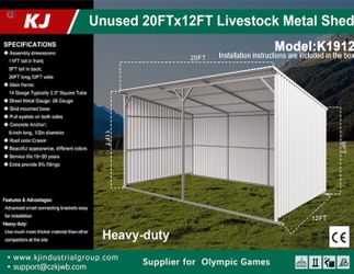 UNUSED KJ 20FT X 12FT LIVESTOCK METAL SHED
