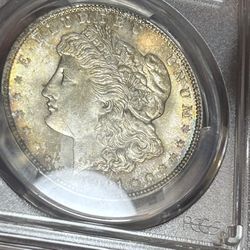 Morgan Silver 1921 PCGS MS 63 full spectrum, rainbow tone