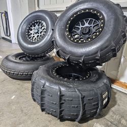 New 4 Set Polaris Rzr Razor Sand Paddle Tires Front And Rear With KMC Beadlock Wheels Rims 