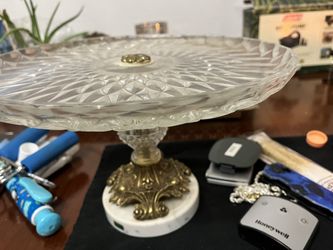 Antique Serving Platter- Marble Base Must See