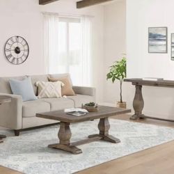 Napa 50 in. Reclaimed Wood Top Coffee Table with Pedestal Base