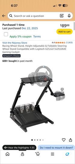 Logitech G923 Steering Wheel, Pedals, Shifter and Stand