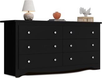 Black 6-Drawer Double Dresser
