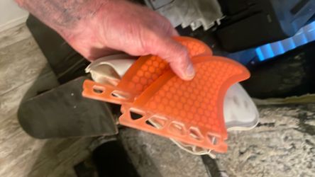 Orange Honeycomb Quad Surfboard Fins Set