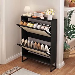 Shoe Cabinet, Shoe organizer 26inches Modern Wood Shoe Cabinet Storage with Slip Drawer