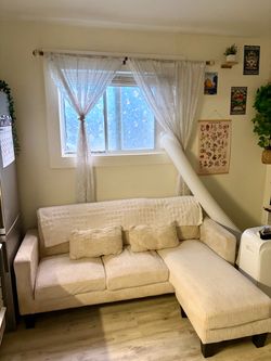 Beige Corduroy Sectional Sofa