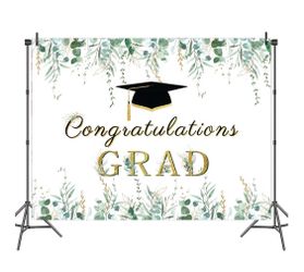 10x8ft Greenery Graduation Backdrop Congrats Grad