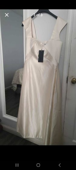 Cream Satin Midi Dress