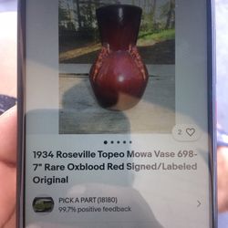 Oxblood Red Roseville Vase