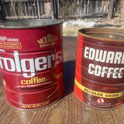Vintage Coffee Tins – Folgers + Edwards (Pair)