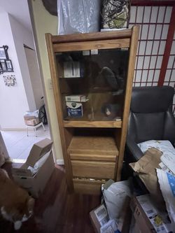 2 Bookshelves With Drawers And Glass Doors