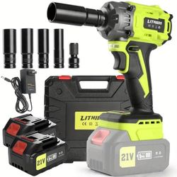 High efficiency cordless 400ft lbs (550n.m) 1/2 inch brushless high torque impact wrench set: including impact grab battery and charger, suitable for 