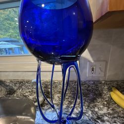 Jellyfish Pedestal Bowl Josefina Krosno Polish Hand blown Art Glass 19” h