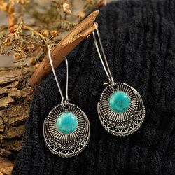 Beautiful Bohemian Turquoise Pendant Earrings 