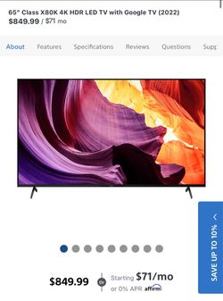 Sony 65" X80K 4K HDR LED TV with Google TV