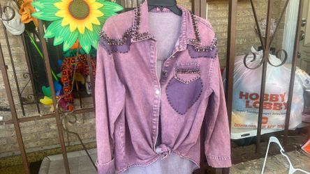 Purple beaded shirt women