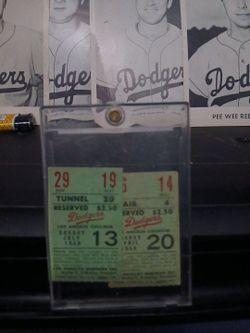 Vintage Dodger tickets and photographs