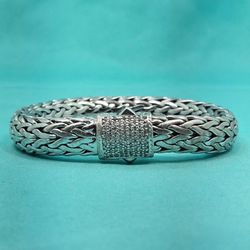 John Hardy Diamond Classic Chain 925 Sterling Silver  & 18Kt gold Bracelet